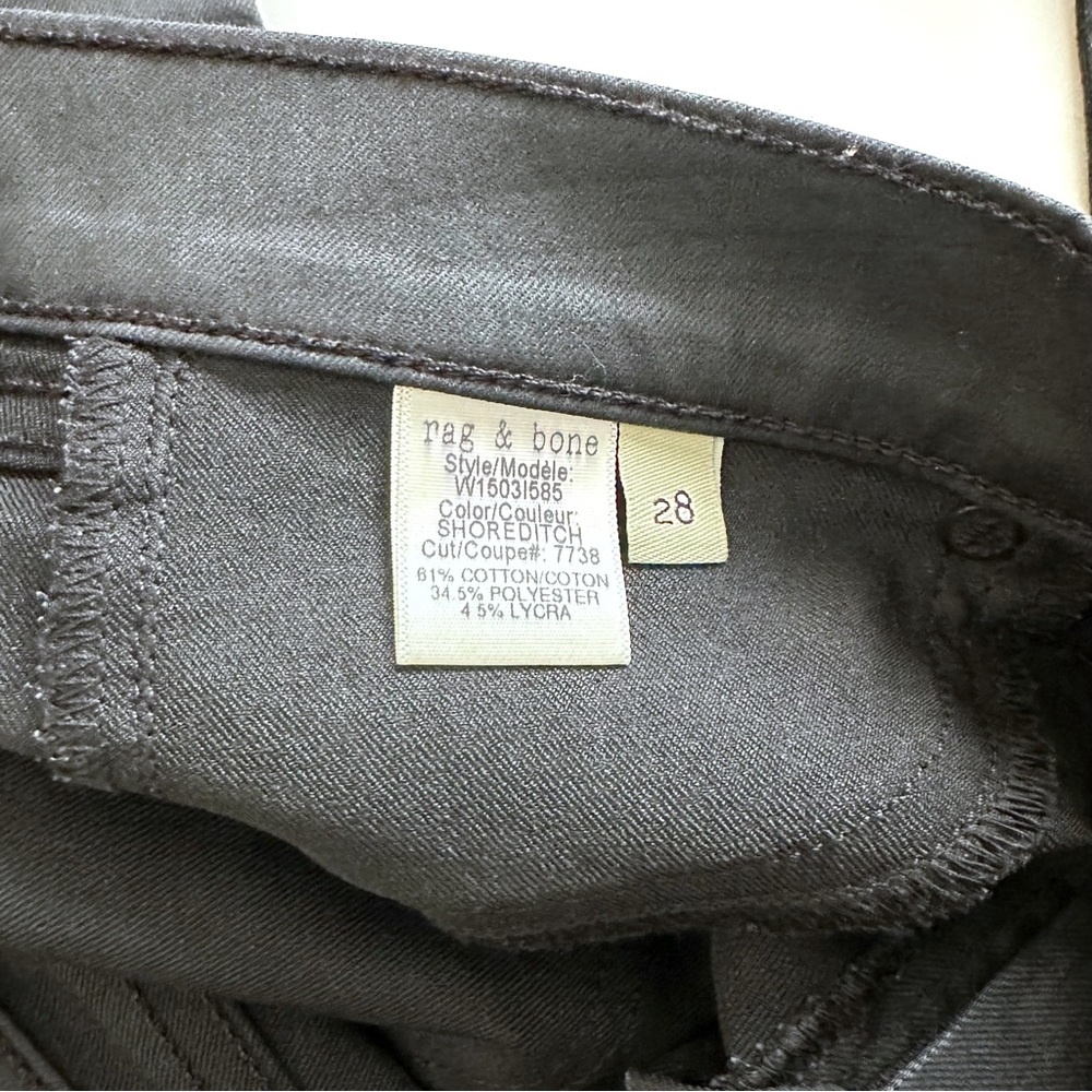 RAG & BONE shoreditch Size 28 Women's Cotton Blend Black coated Denim Jeans - Picture 10 of 11